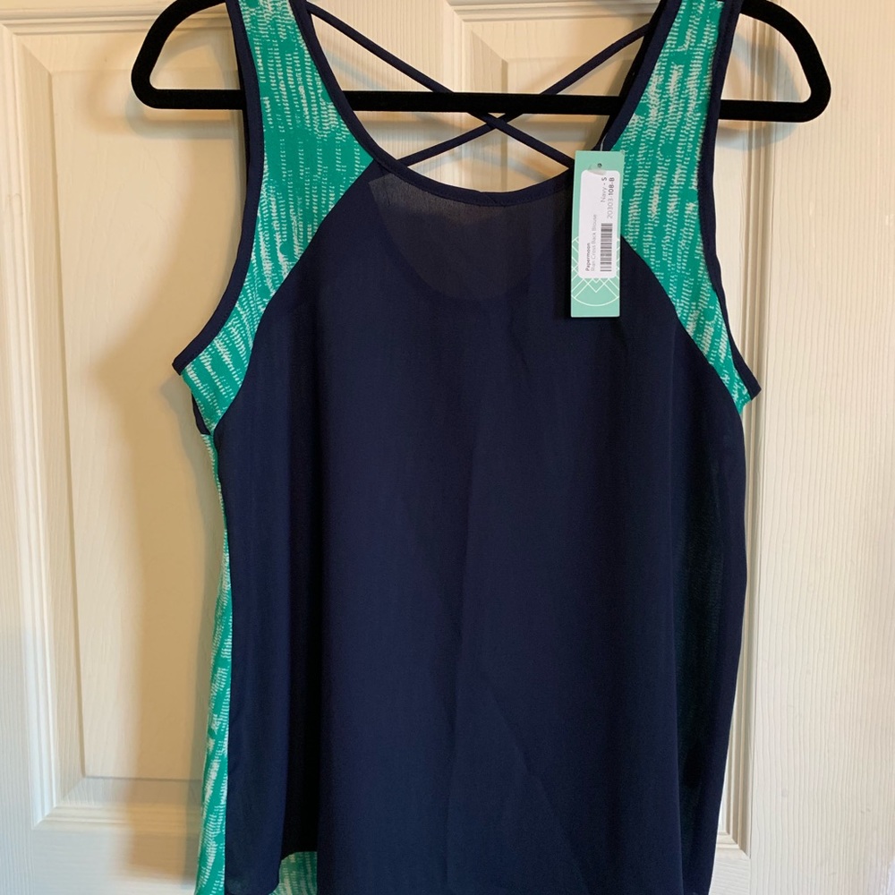 Papermoon Navy/Teal crossback blouse